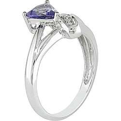14k White Gold Iolite and Diamond Bypass style Ring  