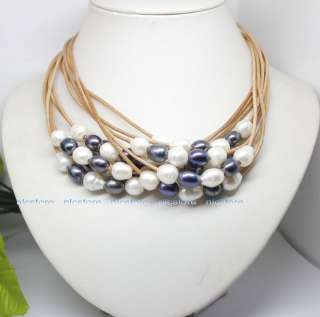   wholesale lot white & black big growth rings pearl & leather necklace