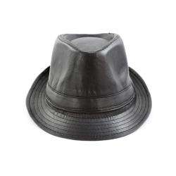 Faddism Mens Black Faux leather Fedora Hat  Overstock