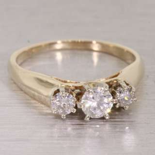 Vintage 14Kt Yellow Gold 3 Stone Diamond Ring  