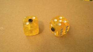 CLEAR YELLOW DICE GUITAR KNOBS,ELECTRIC,BASS,RETRO  