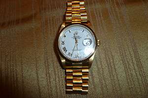 Mens ROLEX 18K GOLD PRESIDENT DAY DATE WATCH 18238 Pearl Dial Mint 