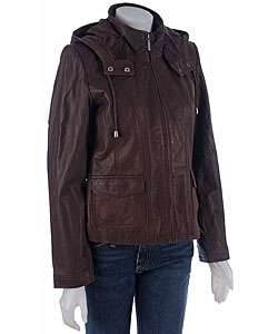 Accents Womens Hooded Leather Jacket  Overstock