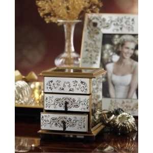   PU 123 Mirrored Jewelry Box With Medallion Design: Home & Kitchen