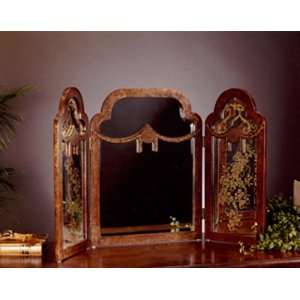 Three Panel Wooden Mirror 