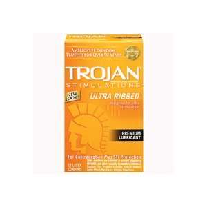  Trojan Stimulations Ultra Ribbed 12 Pack   Condoms Health 