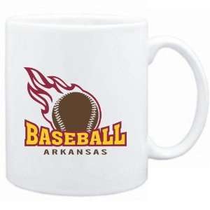  Mug White  BASEBALL FIRE Arkansas  Usa States Sports 