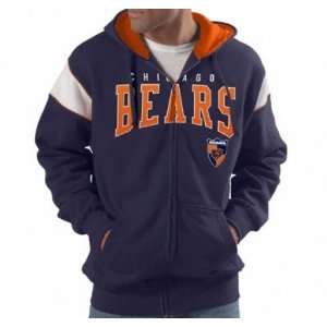  Mens Chicago Bears Color Block Full Zip Fleece Hooded 