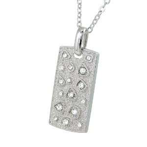   Pendant Silver Tone with White Crystals with 17 Rollo Chain Jewelry