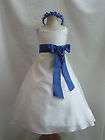 NEW IVORY ROYAL BLUE EASTER RECITAL WEDDING FLOWER GIRL DRESS 1 2 4 6 