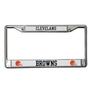  License Plate Frame Chrome   NFL Football   Cleveland 