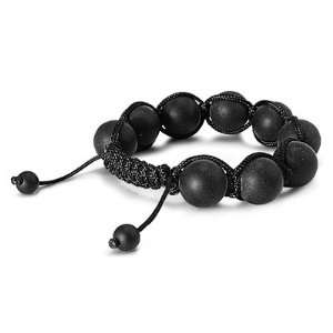    Matte Onyx & Black String 9 Bead Shamballa Bracelet 12mm: Jewelry