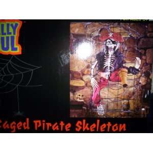  Caged Pirate Skeleton/Peg Leg Pirate/Halloween Decoration 