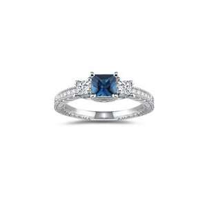  0.44 Cts Diamond & 0.92 Cts London Blue Topaz Ring in 14K 