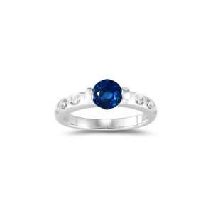  0.26 Ct Diamond & 1.00. Ct Blue Sapphire Ring in 14K White 