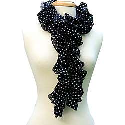 Cuff Luv Black and White Polka Dot Ruffled Scarf  Overstock