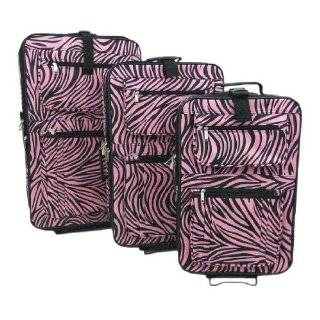 Piece Pink / Black Zebra Print Suitcase Set Luggage by Things2Die4