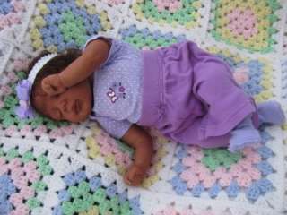   Realistic Newborn Biracial Black AA Sleeping Baby Girl Doll OOAK