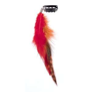  Feather Clip in Hair Extension   Orange/Red: Beauty