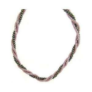    Sterling Silver Pink and Green Genuine Pearl Necklace: Jewelry