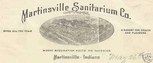 1900s Martinsville Indiana Sanitarium Illust. Letter  