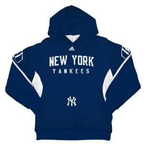 New York Yankees Youth Adidas Navy 3 Stripe Hooded Sweatshirt  