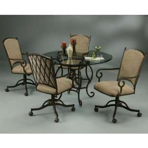   Piece Glass Top Dining Set with Chair with Casters: Home & Kitchen
