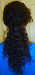 PrETTY Tight Curl Indian Remy Lace Mono Top Wig w Side Bang Sew In 