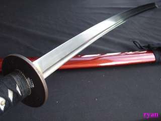 Japanese Samurai Sword Katana Warrior Tsuba Red Saya Very Sharp Blade 