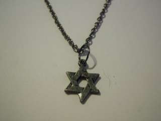 Antiqued Pewter Star of David on a Gunmetal Necklace  