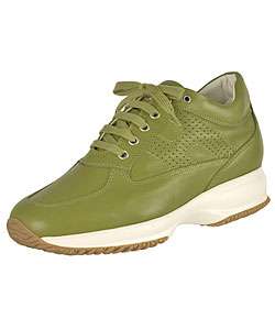 Hogan Womens Green/ White Leather Sneakers  