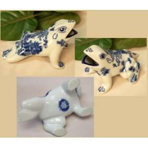 Blue Willow Ceramic Frog 