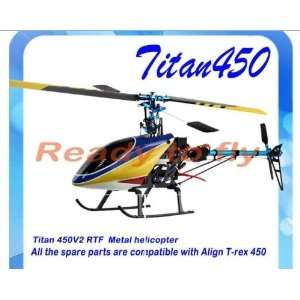  titan 450 v2 6ch rc helicopter rtf r/c t rex 450 metal 