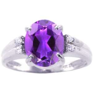   Large Oval Gemstone and Diamond Ring Amethyst, size5 diViene Jewelry