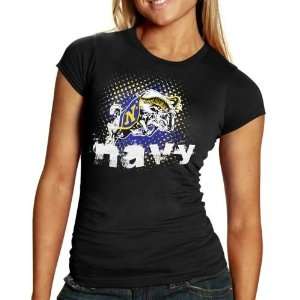   Navy Midshipmen Ladies Black Matrix Vintage T shirt