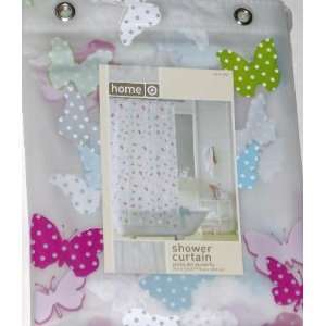  Colorful Polka Dot Butterfly Vinyl Shower Curtain: Home 