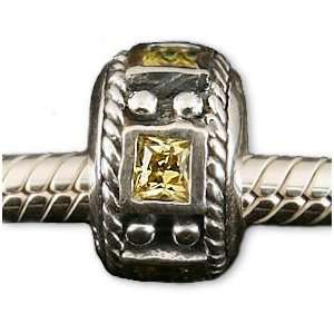  Authentic Biagi November Birthstone Yellow Topaz Charm Bead Jewelry