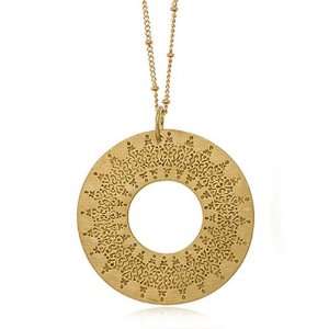  Henna Open Circle Necklace with 24 Karat Gold Jewelry