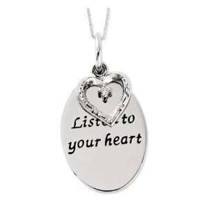  Listen To Your Heart Sterling Silver Necklace Jewelry