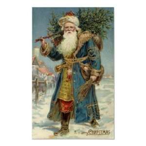  Vintage Victorian Santa Claus with Christmas Tree Posters 