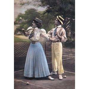  Vintage Art Two Tennis Players   00858 x