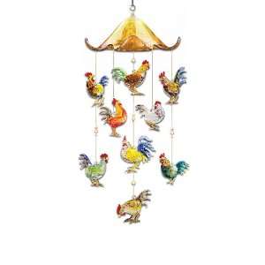   Morning Serenade Rooster Art Glass Hanging Sculpture: Home & Kitchen