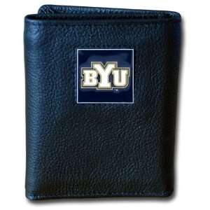  College Tri fold Leather Wallet   BYU Cougars Sports 