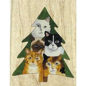 Cats Tree Wood Mounted Rubber Stamp Arts, Crafts & Sewing