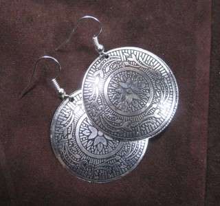 E2333 silver tone embossed DISC Earrings india jewelry  