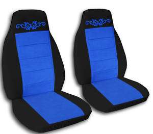 COOL BUTTERFLY TATTOO CAR SEAT COVERS BLK/MED BLUE   