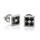   10k White Gold Square Black Diamond Earrings Studs   0.50 carat