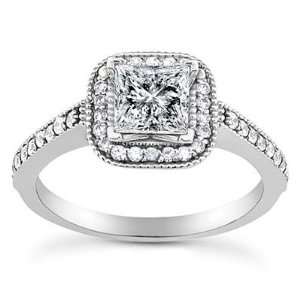  Square Center Pave Engagement Ring in Platinum Jewelry