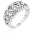   Seven stone Anniversary Style Ring trimmed with Pave CZ in Silvertone