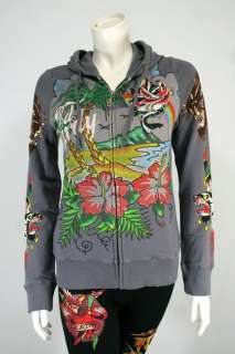 100% Auth Brand New Ed Hardy Shark Rose Love Specialty Hoodie Jacket 